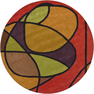 Chandra Bense BEN-3013 Red/Orange/Green/Purple/Black Area Rug Round