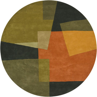 Chandra Bense BEN-3014 Green/Orange Area Rug Round