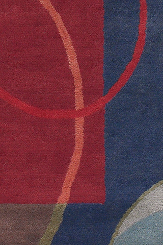 Chandra Bense BEN-3015 Blue/Red/Gold/Grey/Brown Area Rug Close Up