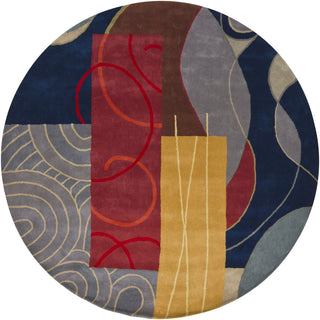 Chandra Bense BEN-3015 Blue/Red/Gold/Grey/Brown Area Rug Round