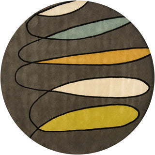 Chandra Bense BEN-3020 Grey/Cream/Green/Orange/Blue/Black Area Rug Round