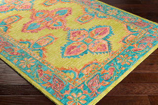 Surya Bonifate BFT-1001 Lime Teal Peach Burnt Orange Mustard Dark Coral Area Rug Corner Image