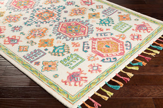Surya Bonifate BFT-1003 Dark Coral Teal Cream Lime Bright Orange Area Rug Corner Image