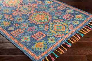 Surya Bonifate BFT-1004 Denim Navy Camel Dark Coral Rose Teal Mustard Burnt Orange Area Rug Corner Image