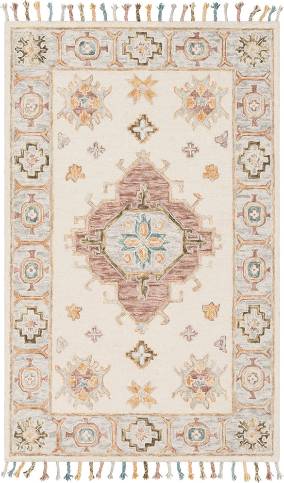 Surya Bonifate BFT-1009 Cream Ivory Medium Gray Camel Butter Olive Dark Green Teal Area Rug main image