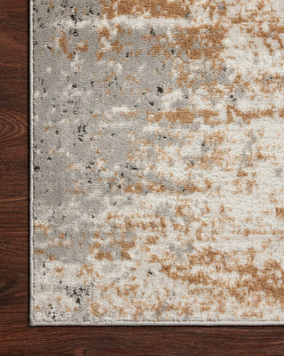 Loloi II Bianca BIA-01 Stone/Gold Area Rug Corner On Wood