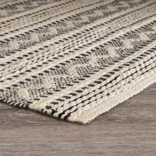 LR Resources Bleached Naturals Black Chevron Area Rug Corner Image