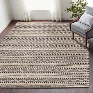 LR Resources Bleached Naturals Black Chevron Area Rug Lifestyle Image Feature