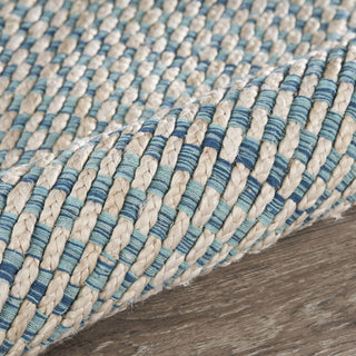 LR Resources Bleached Naturals Toned Blue Jute Area Rug Pile Image