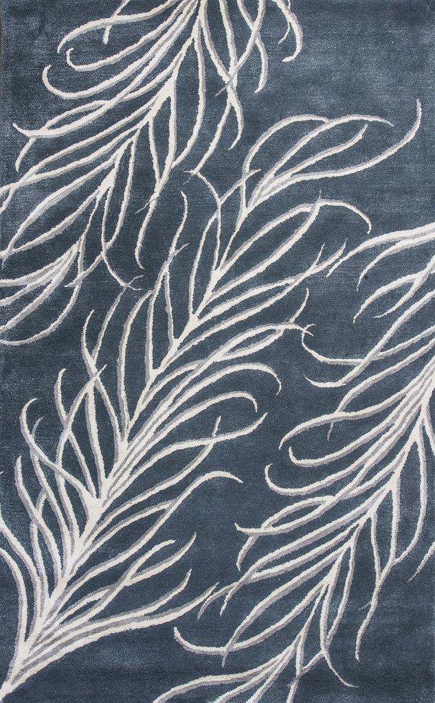 KAS Home 1009 Slate Grey Plume Hand Tufted Area Rug by Bob Mackie