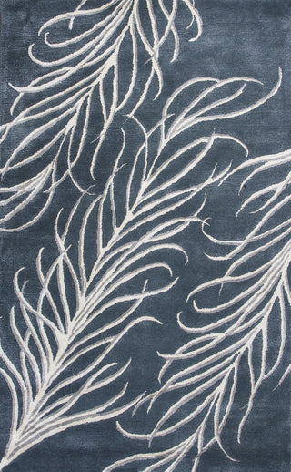 KAS Home 1009 Slate Grey Plume Hand Tufted Area Rug by Bob Mackie