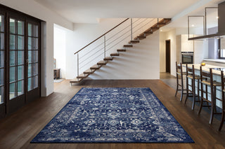 KAS Home Vintage 1310 Azure Blue Marrakesh Machine Woven Area Rug by Bob Mackie 