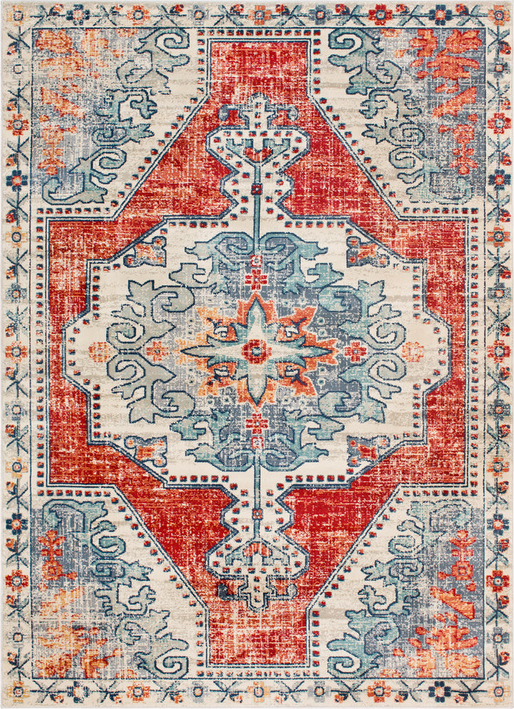 Surya Bohemian BOM-2300 Bright Red Beige Taupe Navy Charcoal Teal Medium Gray Area Rug main image