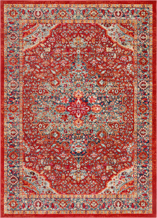 Surya Bohemian BOM-2307 Bright Red Burnt Orange Saffron Pink Wheat Light Gray Beige Medium Navy Charcoal Area Rug Mirror main image