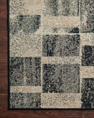 Loloi II Bowery BOW-03 Storm/Sand Area Rug Corner On Wood