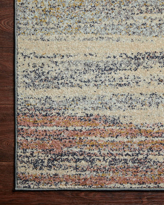 Loloi II Bowery BOW-04 Pebble/Multi Area Rug Corner On Wood