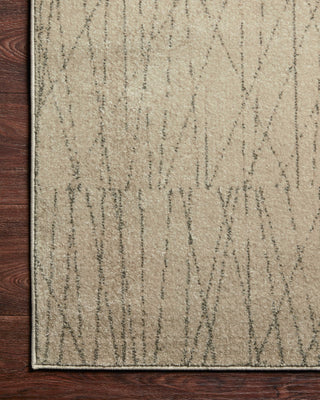 Loloi II Bowery BOW-05 Beige/Pepper Area Rug Corner On Wood