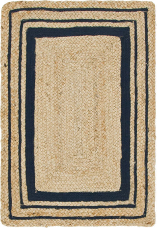 Unique Loom Braided Jute MGN-17 Natural and Navy Blue Area Rug main image