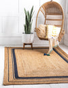 Unique Loom Braided Jute MGN-17 Natural and Navy Blue Area Rug Rectangle Lifestyle Image Feature