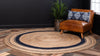 Unique Loom Braided Jute MGN-17 Natural and Navy Blue Area Rug Round Lifestyle Image