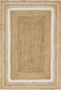 Unique Loom Braided Jute MGN-17 Natural and White Area Rug main image