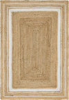 Unique Loom Braided Jute MGN-17 Natural and White Area Rug main image