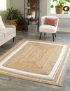 Unique Loom Braided Jute MGN-17 Natural and White Area Rug Rectangle Lifestyle Image Feature