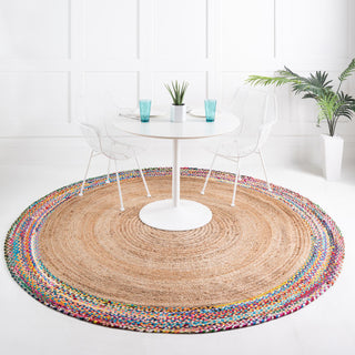 Unique Loom Braided Jute MGN-20 Natural Area Rug Round Lifestyle Image