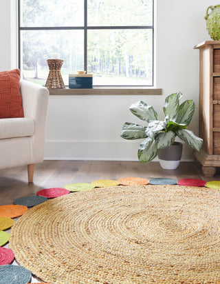 Unique Loom Braided Jute MGN-26 Natural Area Rug Round Lifestyle Image