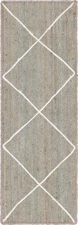 Unique Loom Braided Jute MGN-28 Gray Area Rug Runner Top-down Image