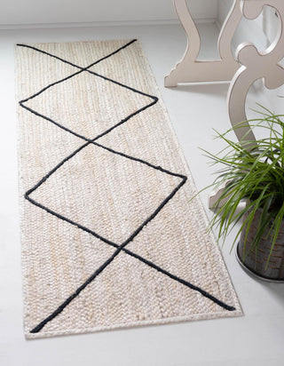 Unique Loom Braided Jute MGN-28 Ivory and Black Area Rug Runner Lifestyle Image