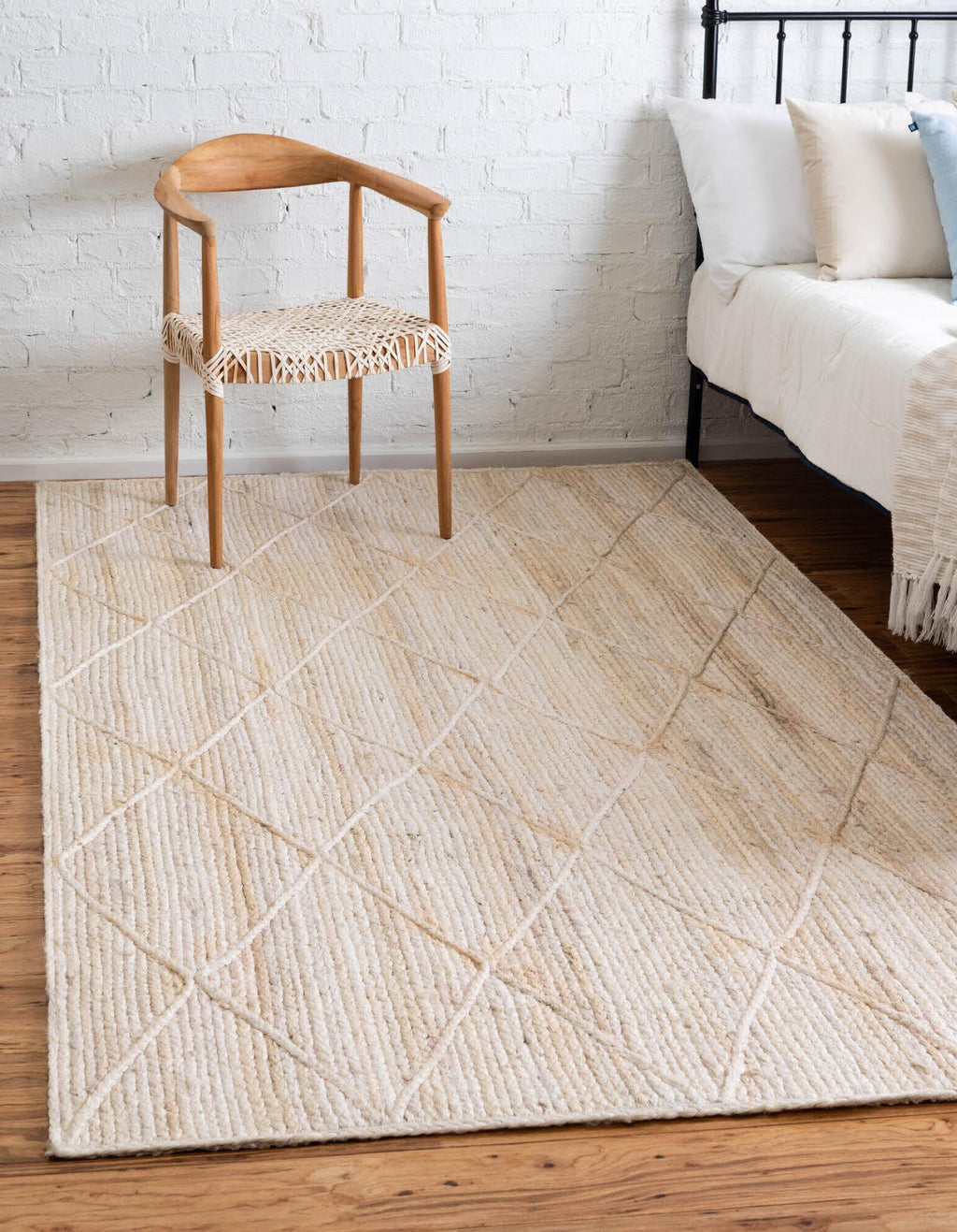 Unique Loom Braided Jute MGN-28 Ivory Area Rug Rectangle Lifestyle Image Feature