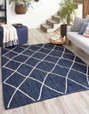 Unique Loom Braided Jute MGN-28 Navy Blue Area Rug Rectangle Lifestyle Image Feature