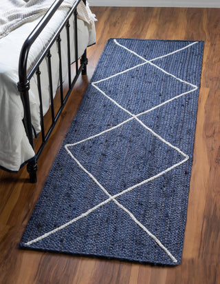 Unique Loom Braided Jute MGN-28 Navy Blue Area Rug Runner Lifestyle Image