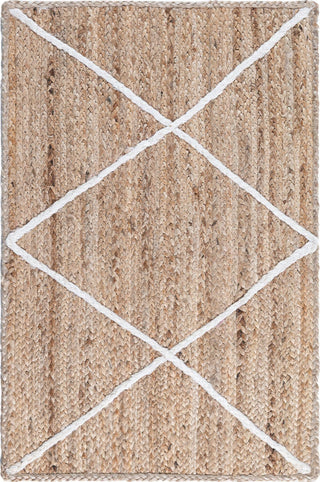 Unique Loom Braided Jute MGN-28 White Area Rug main image