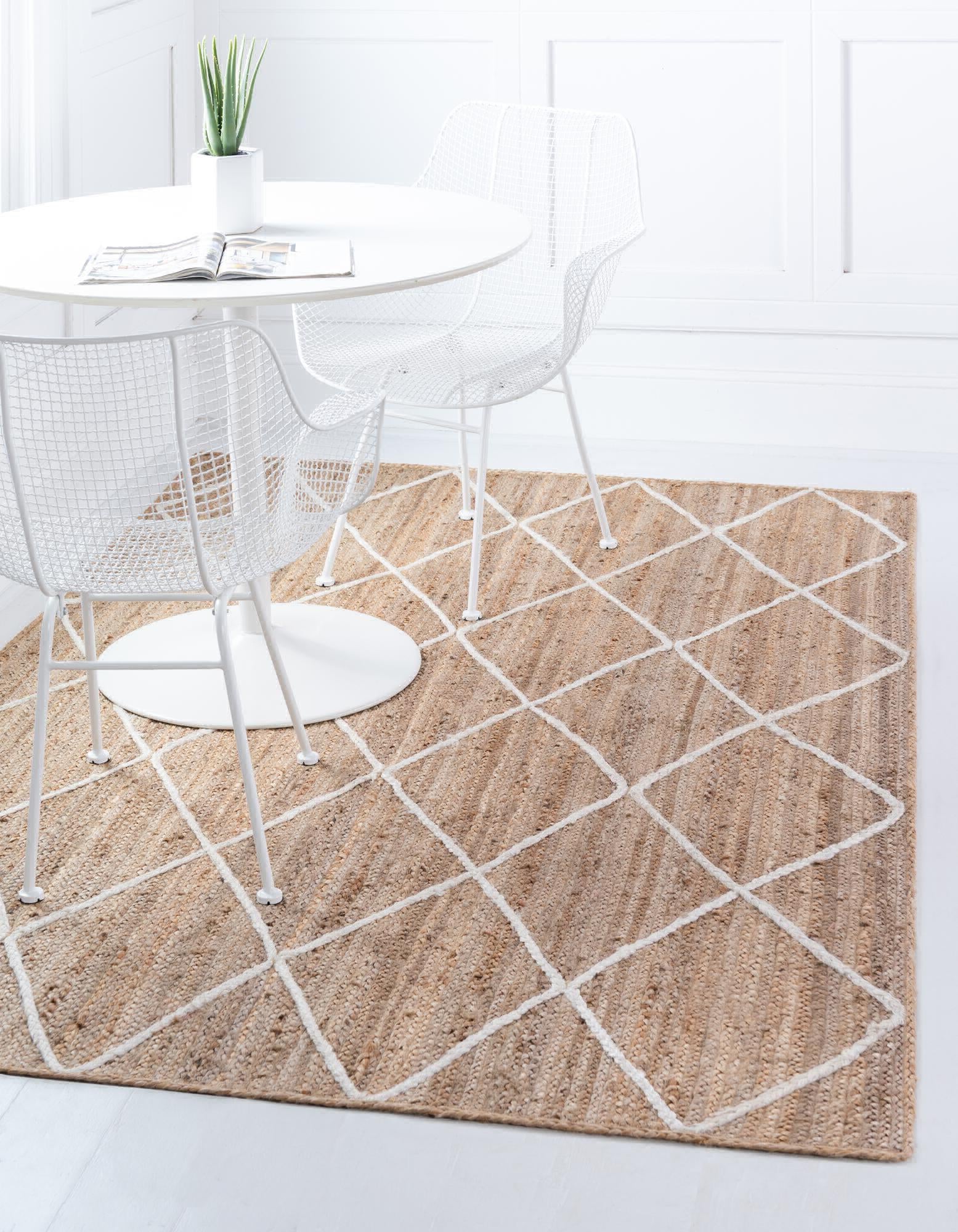 Unique Loom Braided Jute MGN-28 White Area Rug – Incredible Rugs and Decor