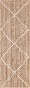 Unique Loom Braided Jute MGN-28 White Area Rug Runner Top-down Image
