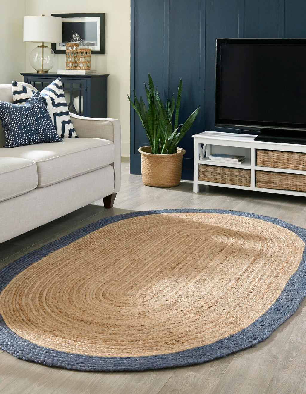 Unique Loom Braided Jute MGN-4 Natural Area Rug Oval Lifestyle Image Feature