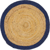 Unique Loom Braided Jute MGN-4 Natural Area Rug Round Top-down Image