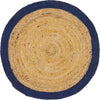 Unique Loom Braided Jute MGN-4 Natural Area Rug Round Top-down Image