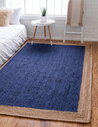 Unique Loom Braided Jute MGN-4 Navy Blue Area Rug Rectangle Lifestyle Image