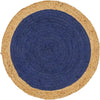 Unique Loom Braided Jute MGN-4 Navy Blue Area Rug Round Top-down Image