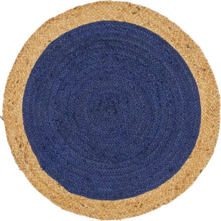 Unique Loom Braided Jute MGN-4 Navy Blue Area Rug Round Top-down Image