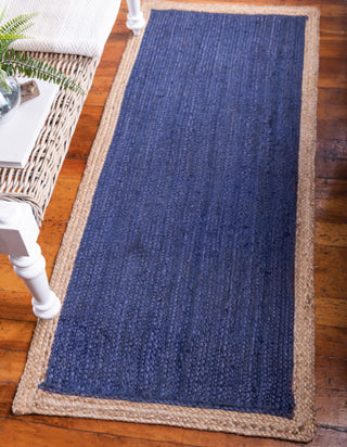 Unique Loom Braided Jute MGN-4 Navy Blue Area Rug Runner Lifestyle Image