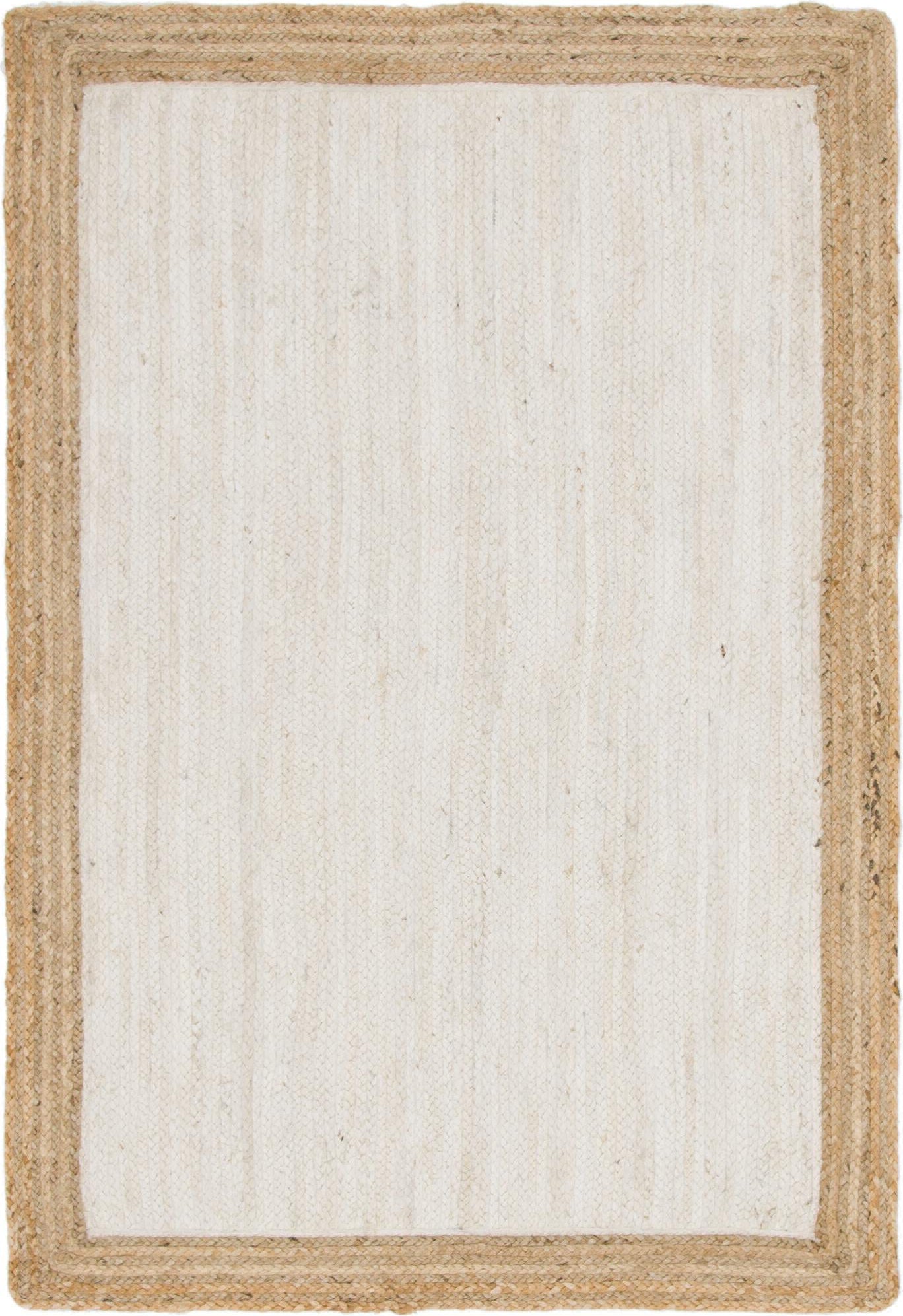 Unique Loom Braided Jute MGN-4 White Area Rug main image
