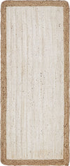 Unique Loom Braided Jute MGN-4 White Area Rug Runner Top-down Image