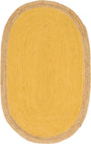 Unique Loom Braided Jute MGN-4 Yellow Area Rug Oval Top-down Image