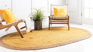 Unique Loom Braided Jute MGN-4 Yellow Area Rug Oval Lifestyle Image