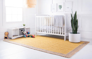 Unique Loom Braided Jute MGN-4 Yellow Area Rug Rectangle Lifestyle Image