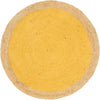 Unique Loom Braided Jute MGN-4 Yellow Area Rug Round Top-down Image